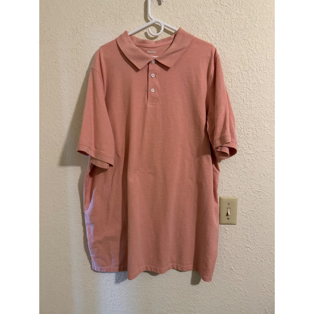 KingSize Mens 3XL Tall Salmon Pink Short Sleeve Pique Polo Shirt Golf Preppy